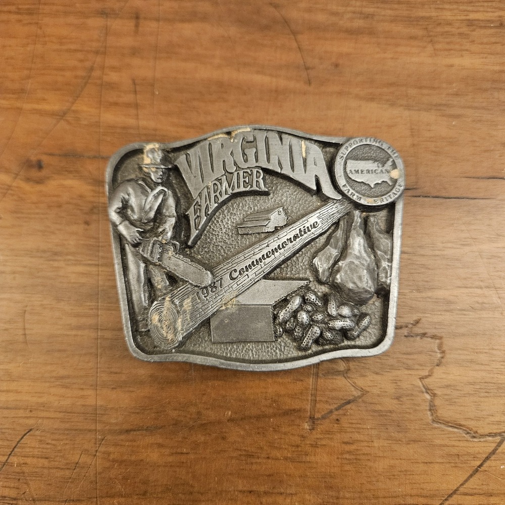 Virginia Farmer Farming Agriculture Farm Vintage Belt Buckle H. Bryant Inc.